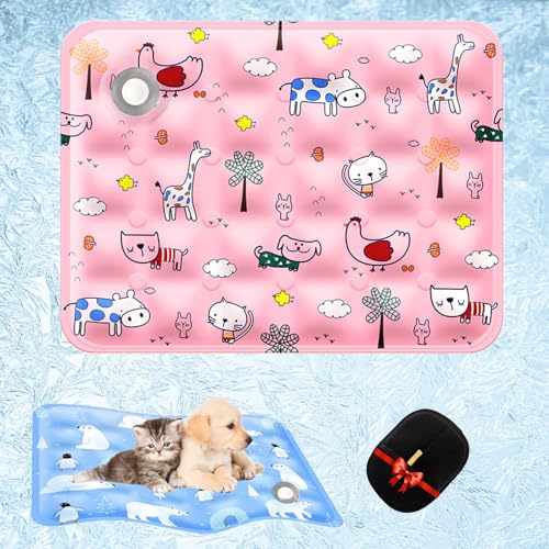 XIANGSHI Pet Cooling Mat for Dogs Cats, 2025 New Dog Cooling Mat Indoor & Outdoor, Washable and Portable PetCooling Pad for Dogs, Ice Bed Suitable for All Types of Pets (Color-E,M(15.7 * 19.7in)) von XIANGSHI