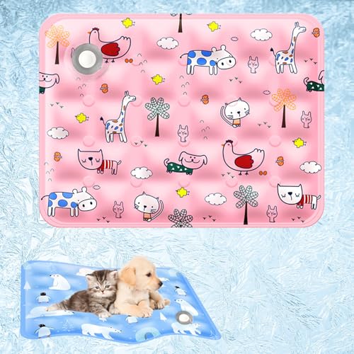 XIANGSHI Pet Cooling Mat for Dogs Cats, 2025 New Dog Cooling Mat Indoor & Outdoor, Washable and Portable PetCooling Pad for Dogs, Ice Bed Suitable for All Types of Pets (Color-E,S(11.8 * 15.7in)) von XIANGSHI