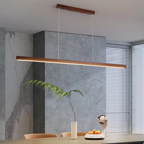 Esstischlampe Holz LED Pendelleuchte Dimmbare Hängelampe Mit Fernbedienung Deckenleuchte Für Küchen Insel Esszimmer Wohnzimmer Bar Hängend Lampen Modern Linear Höhenverstellbare (Holzbraun, L120cm) Esstischlampe Holz LED Pendelleuchte Dimmbare Hängelampe Mit Fernbedienung Deckenleuchte Für Küchen Insel Esszimmer Wohnzimmer Bar Hängend Lampen Modern Linear Höhenverstellbare (Holzbraun, L120cm) von XIANHE