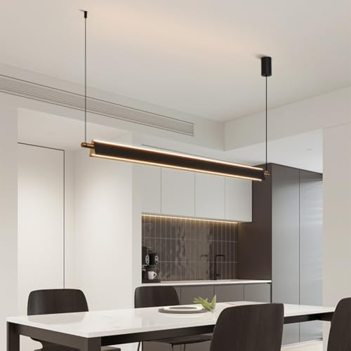 Esszimmerlampe Dimmbare LED Pendelleuchte schwarz Moderne Hängeleuchte mit Fernbedienung Pendellampe linear Design höhenverstellbar Esstischlampe hängend Lampe für Esstisch Esszimmer Küche (120cm) Esszimmerlampe Dimmbare LED Pendelleuchte schwarz Moderne Hängeleuchte mit Fernbedienung Pendellampe linear Design höhenverstellbar Esstischlampe hängend Lampe für Esstisch Esszimmer Küche (120cm) von XIANHE