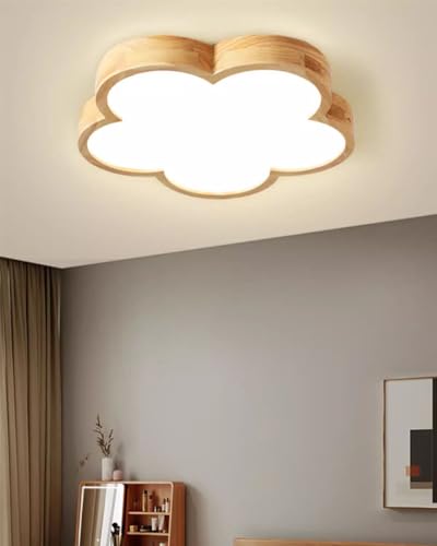 LED Deckenleuchte Holz Schlafzimmerlampe Deckenlampe Wohnzimmerlampe Dimmbar mit Fernbedienung 36W Kreative Einfachheit Design für Wohnzimmer Schlafzimmer Kinderzimmer Esszimmer küche Flur Lampen von XIANHE