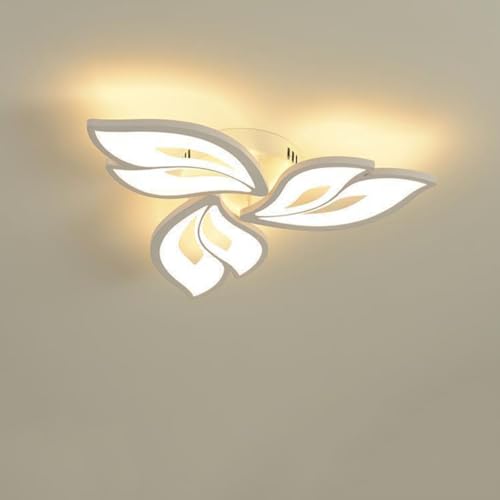 LED Deckenleuchte Schlafzimmerlampe Dimmbar Deckenlampe mit Fernbedienung Modern Weiß Blume Design Decke-Pendelleuchte Acryl Schirm für Wohnzimmer Schlafzimmer Esszimmer Flur Küche Lampe (3 Flammen) von XIANHE