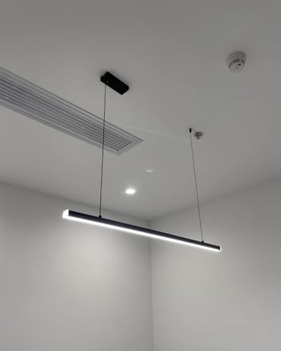 LED Hängelampe Esstischlampe Dimmbare Pendelleuchte mit Fernbedienung, Esszimmerlampe 48W Moderne Linear Design Höhenverstellbar Hängeleuchte für Wohnzimmer Esszimmer Esstisch Lampe (schwarz, 100cm) von XIANHE