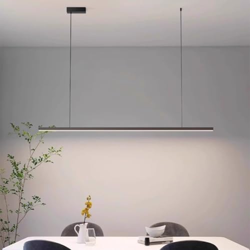 LED Hängelampe Esstischlampe Dimmbare Pendelleuchte mit Fernbedienung, Esszimmerlampe 48W Moderne Linear Design Höhenverstellbar Hängeleuchte für Wohnzimmer Esszimmer Esstisch Lampe (schwarz, 120cm) von XIANHE