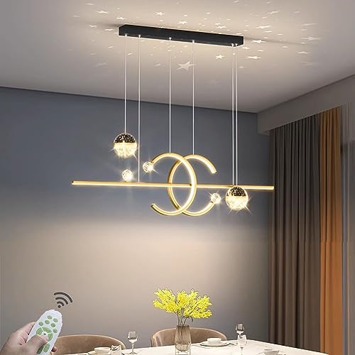 LED Pendelleuchte Esstisch Hängelampe Esszimmerlampe Dimmbar Esszimmer hängend Lampe 45W Modern Design Decke Deko Esstischlampe Hängeleuchte mit Fernbedienung für Wohnzimmer Küchenlampe (Gold 01) von XIANHE