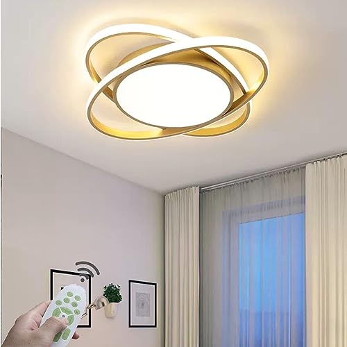 LED Schlafzimmerlampe Deckenlampe LED Deckenleuchte Dimmbar 36W Modern Wohnzimmerlampe Rund Acryl Design Decke Lampe mit Fernbedienung für Wohnzimmer Schlafzimmer kinderzimmer Esszimmer 52CM (Gold) von XIANHE