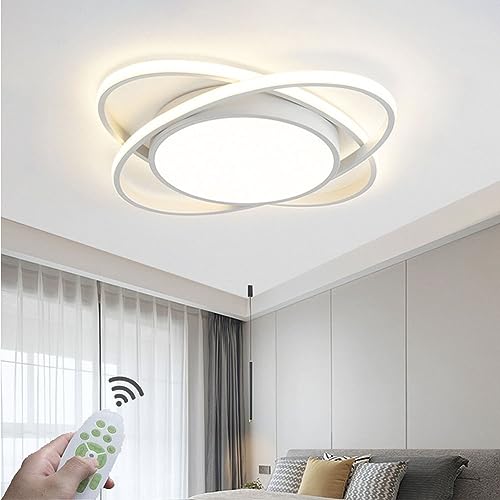 LED Schlafzimmerlampe Deckenlampe LED Deckenleuchte Dimmbar 36W Modern Wohnzimmerlampe Rund Acryl Design Decke Lampe mit Fernbedienung für Wohnzimmer Schlafzimmer kinderzimmer Esszimmer 52CM (Weiß) von XIANHE