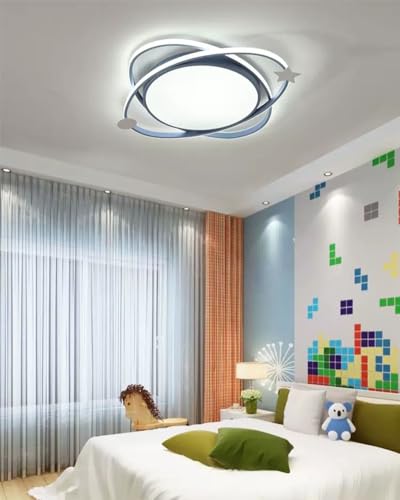 Modern Schlafzimmer Deckenlampe Dimmbar Wohnzimmerlampe mit Fernbedienung LED Deckenleuchte 45W Runden Lampenschirm aus Acryl Design für Wohnzimmer Kinderzimmer Esszimmer küche Lampe 52cm (Blau) von XIANHE