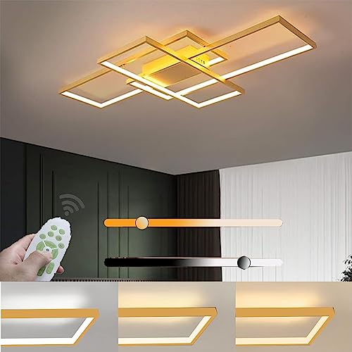 XIANHE Deckenlampe LED Deckenleuchte Dimmbar mit Fernbedienung 60W Wohnzimmerlampe Modern Design Schlafzimmerlampe Küchenlampe für Schlafzimmer Esszimmer Wohnzimmer Arbeitszimmer (Gold, 80cm) von XIANHE