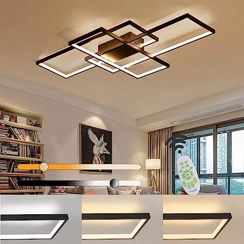 XIANHE Deckenlampe LED Deckenleuchte Dimmbar mit Fernbedienung 60W Wohnzimmerlampe Modern Design Schlafzimmerlampe Küchenlampe für Schlafzimmer Esszimmer Wohnzimmer Arbeitszimmer (Schwarz, 80cm) von XIANHE