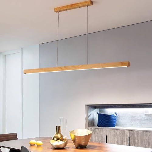 XIANHE Esstischlampe Holz LED Pendelleuchte Dimmbare Hängelampe Mit Fernbedienung Deckenleuchte Für Küchen Insel Esszimmer Wohnzimmer Bar Hängend Lampen Modern Linear Höhenverstellbare (Holz, L80cm) XIANHE Esstischlampe Holz LED Pendelleuchte Dimmbare Hängelampe Mit Fernbedienung Deckenleuchte Für Küchen Insel Esszimmer Wohnzimmer Bar Hängend Lampen Modern Linear Höhenverstellbare (Holz, L80cm) von XIANHE