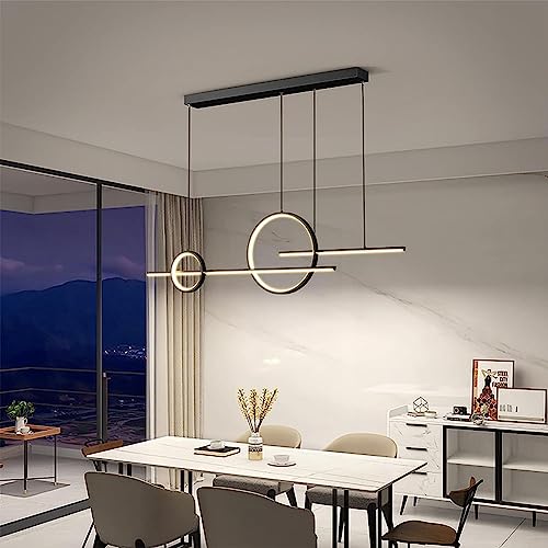 XIANHE Hängeleuchte LED Pendelleuchte Esstisch hängend Lampe Dimmbar Esszimmerlampe Pendellampe Modern 56W Höhenverstellbar mit Fernbedienung für Esstischlampe Wohnzimmer Esszimmer (Schwarz, 90cm) von XIANHE