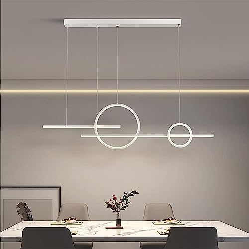 XIANHE Hängeleuchte LED Pendelleuchte Esstisch hängend Lampe Dimmbar Esszimmerlampe Pendellampe Modern 56W Höhenverstellbar mit Fernbedienung für Esstischlampe Wohnzimmer Esszimmer (Weiß, 110cm) von XIANHE