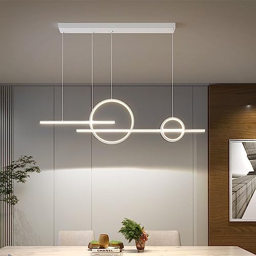 XIANHE Hängeleuchte LED Pendelleuchte Esstisch hängend Lampe Dimmbar Esszimmerlampe Pendellampe Modern 56W Höhenverstellbar mit Fernbedienung für Esstischlampe Wohnzimmer Esszimmer (Weiß, 90cm) von XIANHE