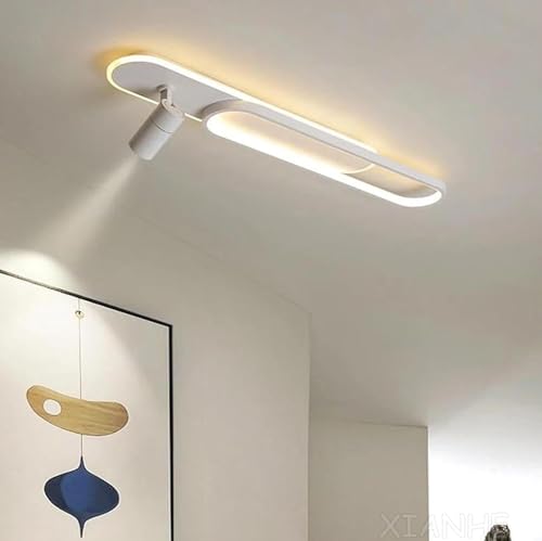 XIANHE LED Deckenlampe Flur Esszimmer Dimmbare Deckenleuchte mit Fernbedienung, Modern Oval mit Scheinwerfer Leuchten für Wohnzimmer Schlafzimmer Balkon Küche Decke Hängend Lampe (Weiß, L60cm) von XIANHE