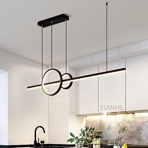 XIANHE LED Pendelleuchte Esstisch Hängelampe Dimmbar Esszimmerlampe Hängend Lampe Moderne Hängeleuchte mit Fernbedienung Esstischlampe Pendellampe für Wohnzimmer Esszimmer Küche (Schwarz, 120CM) von XIANHE