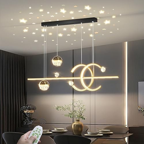 XIANHE LED Pendelleuchte Esstisch Hängelampe Esszimmerlampe Dimmbar Esszimmer hängend Lampe 45W Modern Design Decke Deko Esstischlampe Hängeleuchte mit Fernbedienung für Wohnzimmer Küchenlampe (Gold) von XIANHE