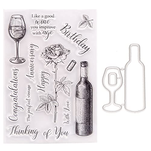 XIANJUN Silikonstempel, Weinglas Schnittstirme Scrapbooking Stamper, die gestanzte Schnitte Geschenkkarten machen DIY Scrapbooking -Alben Kunsthandwerk machen von Fogun