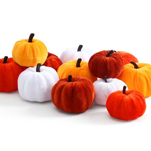 XIANNVXI 12 Stück 4 Farben Orange Weiß Kleine Samt-Kürbisse für Herbstdekoration Künstliche künstliche Kürbisdekoration Kunststoff Schaumstoff Kürbis für Halloween Dekorationen Herbst Herbst XIANNVXI 12 Stück 4 Farben Orange Weiß Kleine Samt-Kürbisse für Herbstdekoration Künstliche künstliche Kürbisdekoration Kunststoff Schaumstoff Kürbis für Halloween Dekorationen Herbst Herbst von XIANNVXI