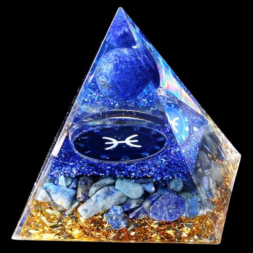 XIANNVXI Fisch Pyramide Kristalle Lapislazuli Stein Pyramiden Sternzeichen Esoterik Spirituell Astrologie Geschenke 12 Constellation - Fisch von XIANNVXI