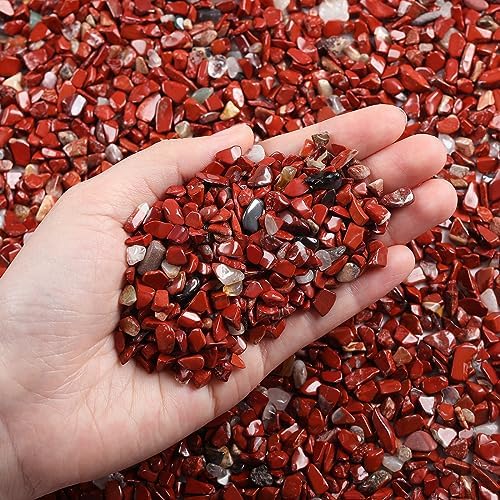 XIANNVXI Kristalle Trommelsteine Chips Set Red Jasper Mini Edelsteine Heilsteine Kristall Steine Vase Füller Deko Steine Kleine (100G) von XIANNVXI