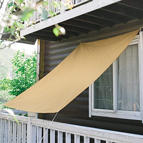 XIANPING Sonnensegel Sonnenschutz 1.5M x 3M Wetterschutz Wasserabweisend Windschutz Tarp mit Seilen Hochwertigem Polyester für Balkon Schwimmbad Kleiner Garten, Creme Farben, 21982 von XIANPING