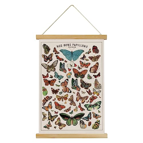 XIAOAIKA Vintage Schmetterling Poster mit Holzrahmen, Retro Stil Wanddekoration Kunst Malerei, Muster gedruckt auf Leinen ohne Verblassen, fertig zum Aufhängen (40 x 58 cm) von XIAOAIKA