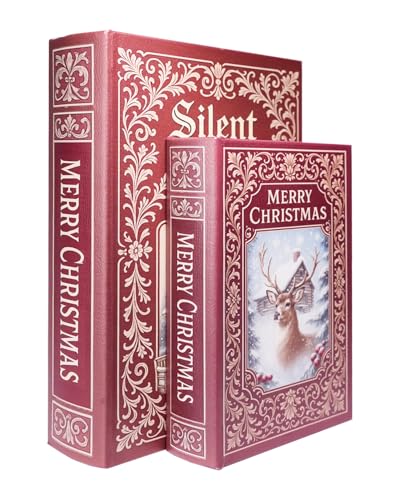 XIAOAIKA Weihnachten Deko Holz Buchbox 2er Set - Vintage Faux Buchboxen mit Ledereinband, geheime Aufbewahrung mit Magnetverschluss, Urlaub Geschenkbox für Home Office Bücherregal Dekor XIAOAIKA Weihnachten Deko Holz Buchbox 2er Set - Vintage Faux Buchboxen mit Ledereinband, geheime Aufbewahrung mit Magnetverschluss, Urlaub Geschenkbox für Home Office Bücherregal Dekor von XIAOAIKA