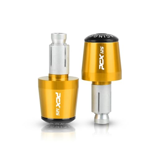 7/8 ''22mm CNC Motorrad Lenkergriffe Lenkergriff Enden Kappe Stecker Für HONDA PCX125 PCX 125 2018 2019 2020 2021 Alle Jahre(Gold black) von XIAOCE