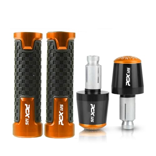 7/8 ''22mm CNC Motorrad Lenkergriffe Lenkergriff Enden Kappe Stecker Für HONDA PCX125 PCX 125 2018 2019 2020 2021 Alle Jahre(Orange black orange) von XIAOCE