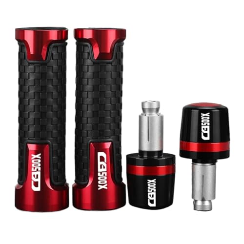 Für HONDA CB500X CB500 X CB 500X 2013-2024 2023 2022 Motorrad Lenker Griffe Griff Bar Ends Kappe Anti Vibration silder Stecker(Red red) von XIAOCE
