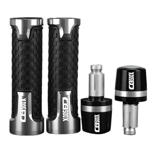 Für HONDA CB500X CB500 X CB 500X 2013-2024 2023 2022 Motorrad Lenker Griffe Griff Bar Ends Kappe Anti Vibration silder Stecker(Sliver sliver) von XIAOCE