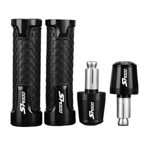 Für HONDA SH300 SH300i SH 300 2011-2025 Motorrad Lenker Griffe Griff Bar Grip Enden Stecker(Black black black) von XIAOCE