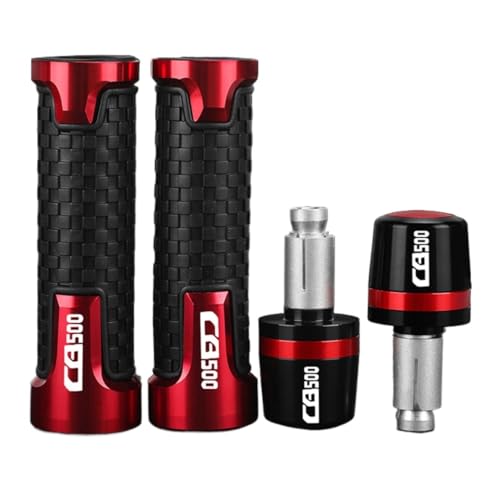 Für Honda CB500 CB500F CB500X CB 500X 500F 2013-2025 2023 2022 2021 2020 Motorrad Lenker Griffe Griff Bar End kappe Stecker(Red red) von XIAOCE
