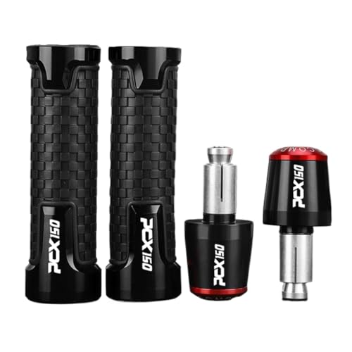 Für Honda PCX150 PCX 150 2024 2023 2022 2021 2020 Motorrad Accessoreis Lenker Griffe Griff Bar Grip Enden Stecker Kappe(Black black red) von XIAOCE