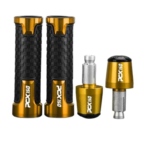 Für Honda PCX150 PCX 150 2024 2023 2022 2021 2020 Motorrad Accessoreis Lenker Griffe Griff Bar Grip Enden Stecker Kappe(Gold gold black) von XIAOCE