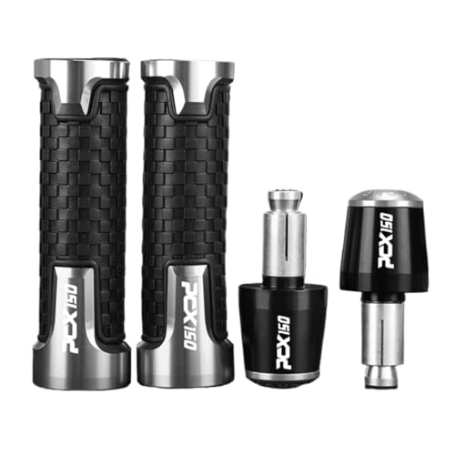 Für Honda PCX150 PCX 150 2024 2023 2022 2021 2020 Motorrad Accessoreis Lenker Griffe Griff Bar Grip Enden Stecker Kappe(Sliver black sliver) von XIAOCE