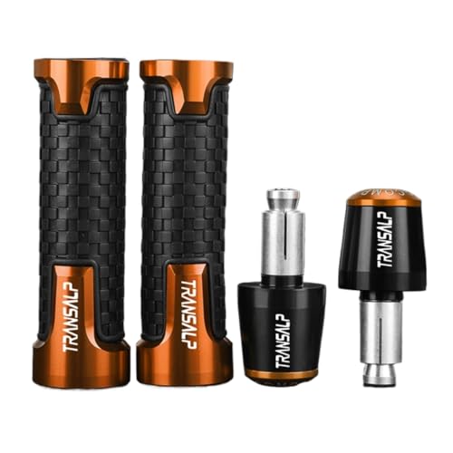 Für Honda TRANSALP 600 XL700V 700 XL 650 VY/V1-V7 Transalp Motorrad Lenker Griffe Griff Bar Ends Anti Vibration Silder Stecker(Orange black orange) von XIAOCE