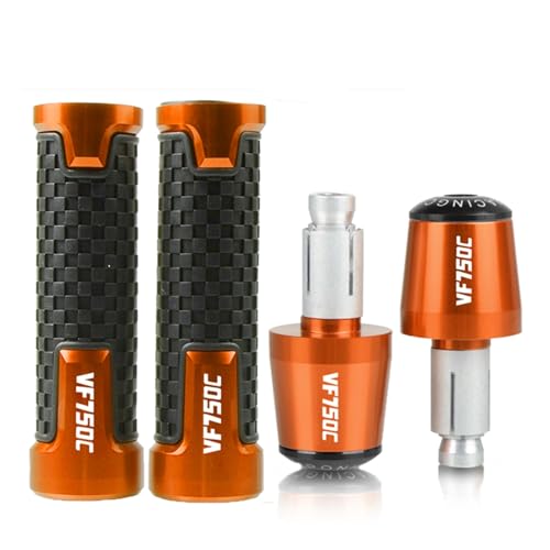 Für Honda VF 750 C VF 750C VF750C Magna 2019-2025 7/8'' 22mm Motorrad Handgriffe Griff Bar Lenker Grip Enden Stecker(Orange orange black) von XIAOCE
