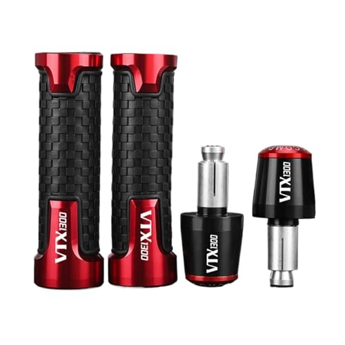 Für Honda VTX1300 VTX 1300 2003-2025 VTX1300C Motorrad Lenker Griffe Griff Bar Grip Enden Stecker(Red black red) von XIAOCE