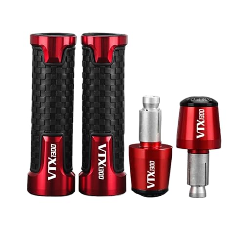 Für Honda VTX1300 VTX 1300 2003-2025 VTX1300C Motorrad Lenker Griffe Griff Bar Grip Enden Stecker(Red red black) von XIAOCE