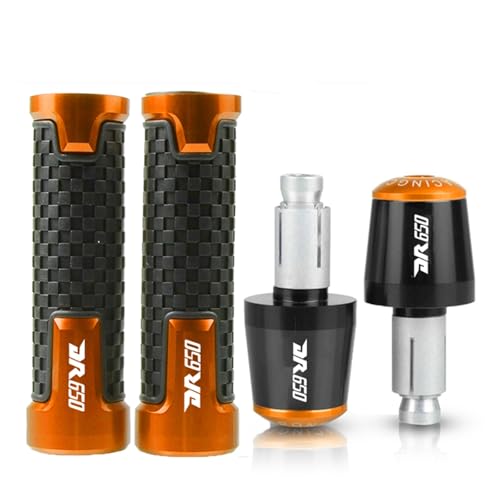 Für SUZUKI DR 650 DR650 S/SE DR650S DR650SE 2015-2025 2009 7/8'' 22mm Motorrad Handgriffe Griff bar Lenker Grip Enden Stecker(Orange black orange) von XIAOCE