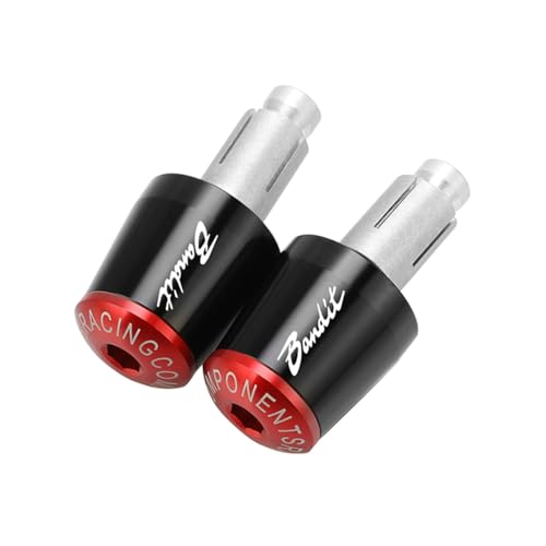 Für SUZUKI GSF 250 600 600S 650 650S 650N 1200 1250 Bandit 650S Motorrad CNC Lenker Griffe Hand griff Bar Kappe End Kappe Stecker(Black red) von XIAOCE