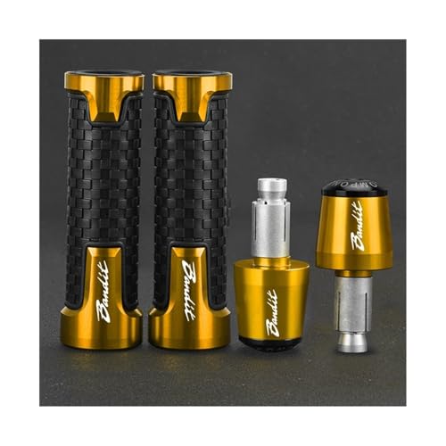 Für SUZUKI GSF600/S BANDIT GSF 600 Bandit 600S 2010-2024 2023 2022 7/8 "22MM Motorrad lenker Griffe Griff Bar End Kappe Stecker(Gold gold black) von XIAOCE