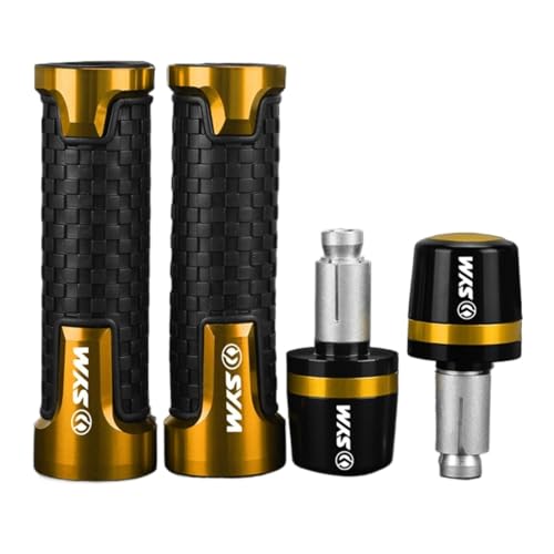 Für SYM Joymax Z 125 200 250 300 GTS 250i 300i T3 MAXSYM 400i 600i Griff Bar Lenker Griffe Enden Anti vibration Silder Stecker(Gold gold) von XIAOCE