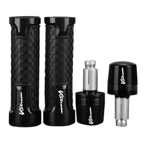 Für Suzuki DL650 V-STROM DL 650 VSTROM 2014-2024 2023 2022 2021 7/8 "22MM Motorrad Lenker Griffe Griff bar Enden Kappe Stecker(Black black) von XIAOCE