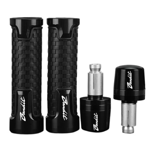 Für Suzuki GSF 250 400 650 600 SN 1250 BANDIT GSF1250 GSF650 GSF600 Motorrad Lenker Griffe Hand Griff Bar Kappe End Kappe stecker(Black black) von XIAOCE