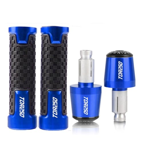 Für YAMAHA TDR250 2014-2025 TDR 250 Motorrad 7/8'' 22mm Aluminium Hand Griff Griffe Lenker Grip Enden Stecker(Blue blue) von XIAOCE