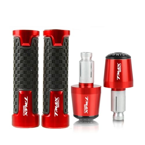 Für YAMAHA TMAX560 T-MAX TMAX 560 DX TECH MAX ABS Motorrad 7/8'' 22mm Hand Griff Griffe Lenker Grip End Stecker(Red red) von XIAOCE