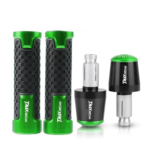 Für YAMAHA TMAX560 TMAX T-MAX 560 DX TECH MAX ABS Motorrad 7/8'' 22mm CNC Hand Griff Griffe Lenker Grip Enden Stecker(Green black) von XIAOCE